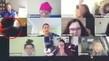 Woman caught going to the TOILET during a video conference call