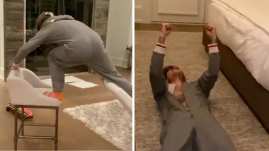 Justin and Hailey Bieber play the floor is lava while in lockdown
