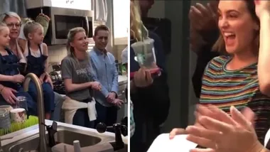 Leighton Meester celebrates with cast & crew of Single Parents