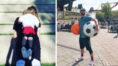 Justin Timberlake does push-ups with son Silas on his back