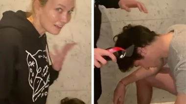Karlie Kloss shaves husband Joshua Kuchner’s hair amid COVID-19