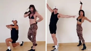 Nicole Scherzinger swaps outfits with partner during fun dance routine