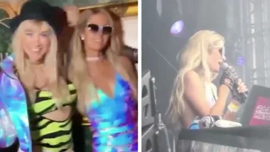 Paris Hilton dazzles in diamond inspired dress during DJ set