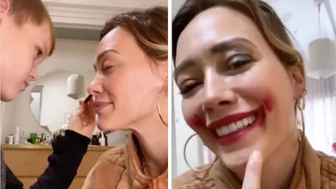 Hilary Duff shares hilarious video of Luca doing her makeup