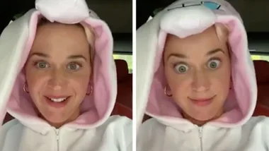 Katy Perry answer fan questions dressed as rabbit for Easter