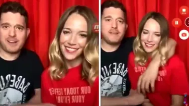 Michael Buble caught elbowing wife Luisana on instagram live