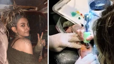 Paris Jackson practicing her tattooing skills on herself