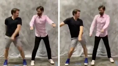 John Barrowman tries to teach David Tennant how to floss