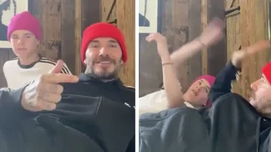 David Beckham works out with his teenage son Cruz during lockdown