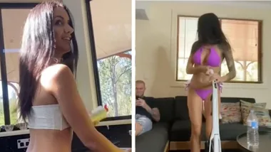 Love Island star Vanessa Sierra cleans apartment in a bikini