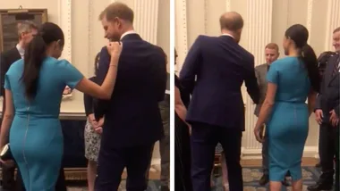 Viewers slam Meghan Markle after being caught pushing Harry out of the way