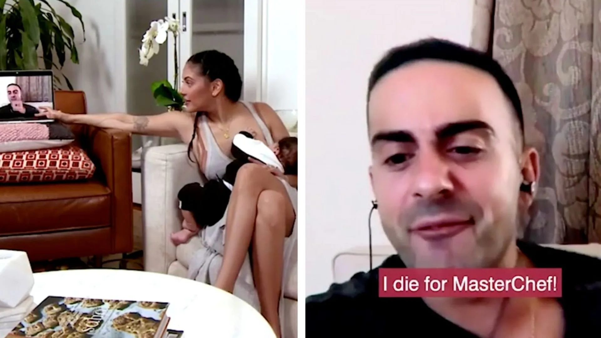 Sarah Marie and Matty Fahd mute Jad while watching Masterchef