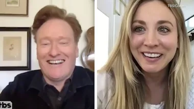Kaley Cuoco jokes with Conan over finally living with hubby Karl