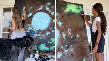 Heidi Klum enjoys spending the day painting with her daughters