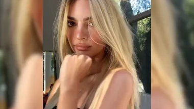 Emily Ratajkowski shows off her new platinum blonde hair