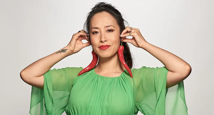 melissa leong green dress Melissa Leong's Fashion & Makeup On MasterChef 2022