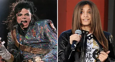 Woman singing in a sparkly outfit on stage; young girl with long hair holding a microphone, wearing a printed shirt and jacket.