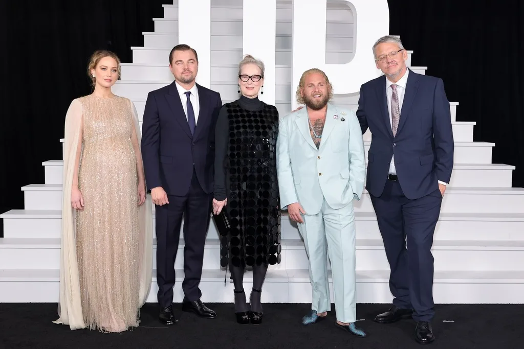 ennifer Lawrence, Leonardo DiCaprio, Meryl Streep, Jonah Hill and Adam McKay