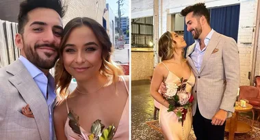 Brooke Blurton and Darvid Garayeli are all loved-up at their first wedding as a couple