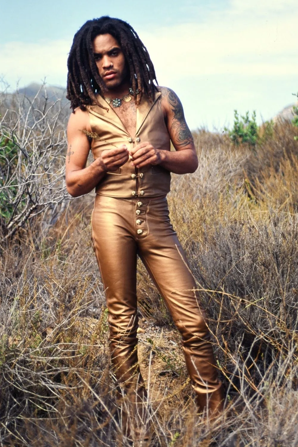 lenny kravitz gold suit