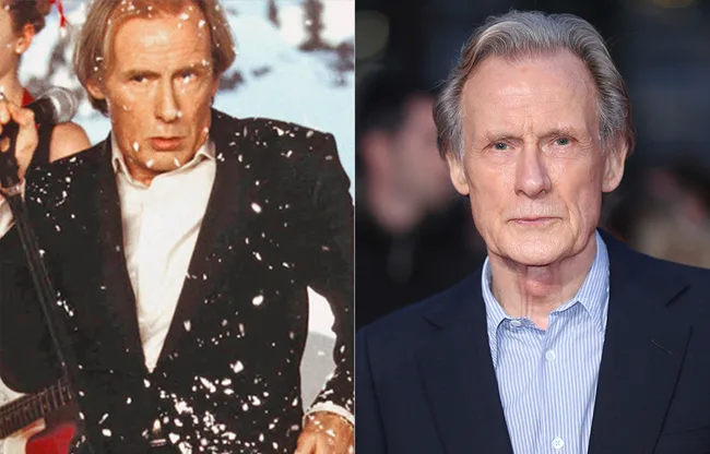 Older man in a suit performing with a microphone on the left; the same person posing at an event on the right.