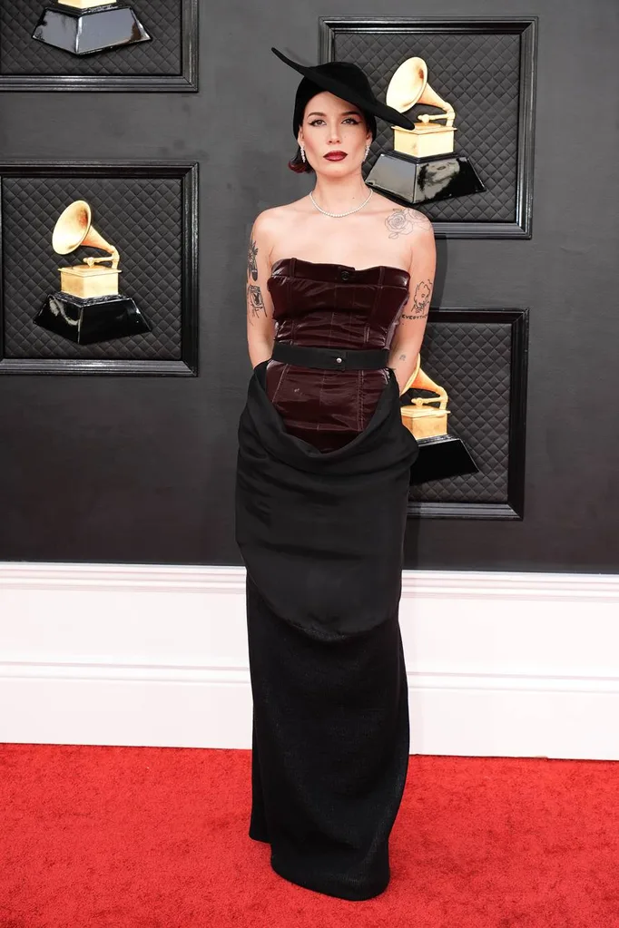 Halsey attends the 2022 Grammy Awards.