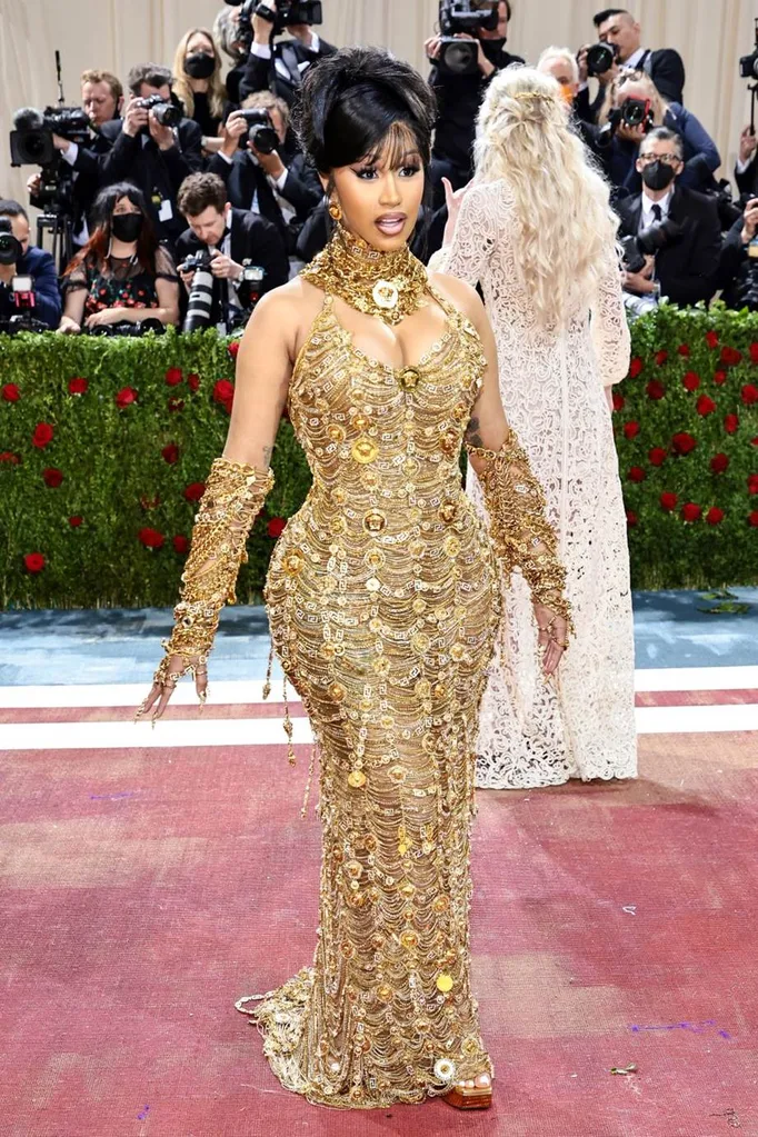 Cardi B at the 2022 Met Gala wearing Versace.
