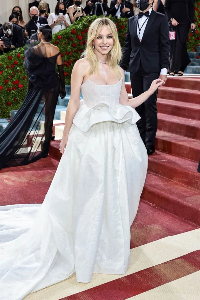 Sydney Sweeney at the 2022 Met Gala wearing Tory Burch.