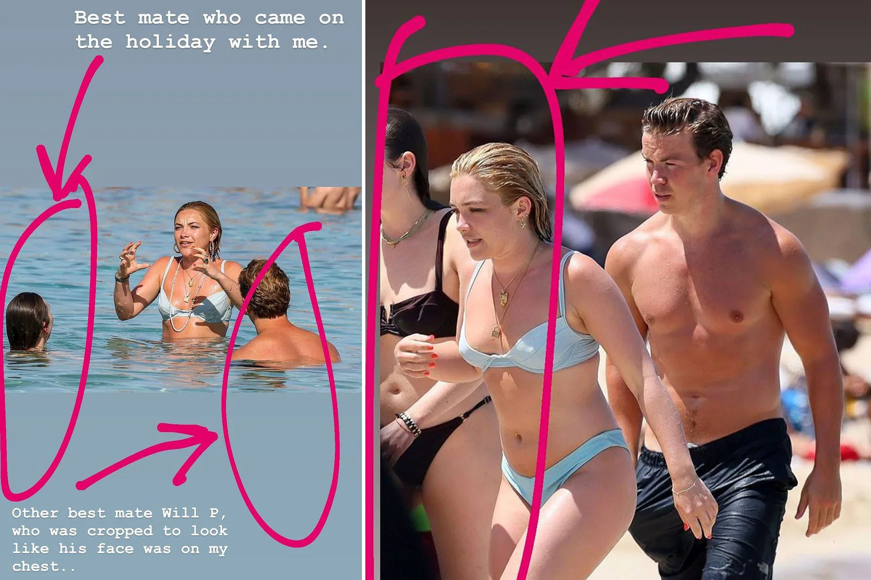 Florence Pugh and Will Poulter at the beach.