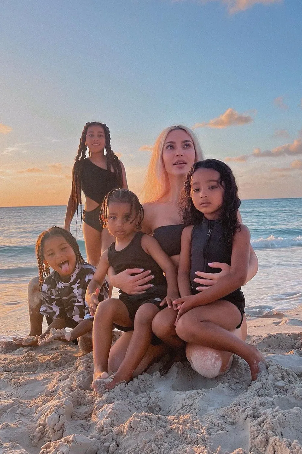 Kim with her children