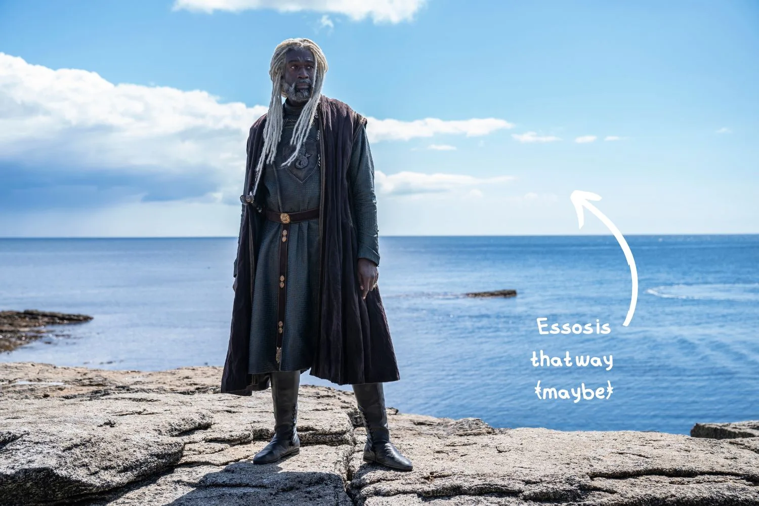 Ser Corlys stands on the coast of Westeros