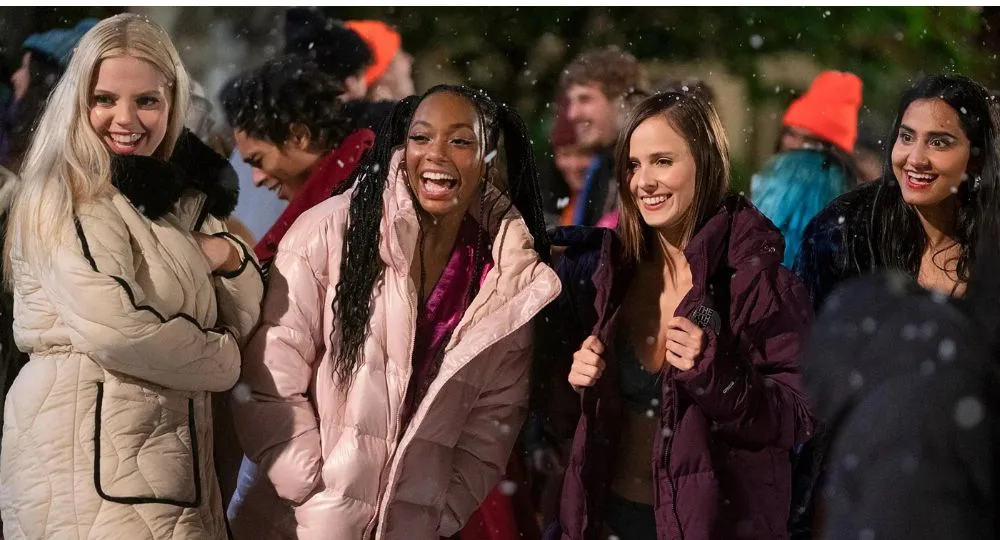 A still from the brand new season 2 trailer shows Essex College besties celebrating Thanksgiving.