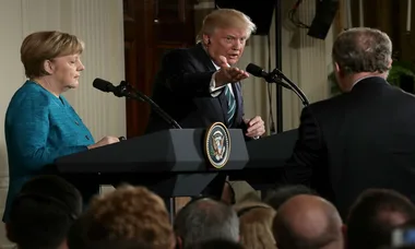 Donald Trump appears to snub Angela Merkel handshake during White House meeting