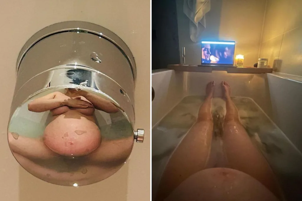 composite-image-of-Jessie-J-pregnant-body-selfies-in-bath