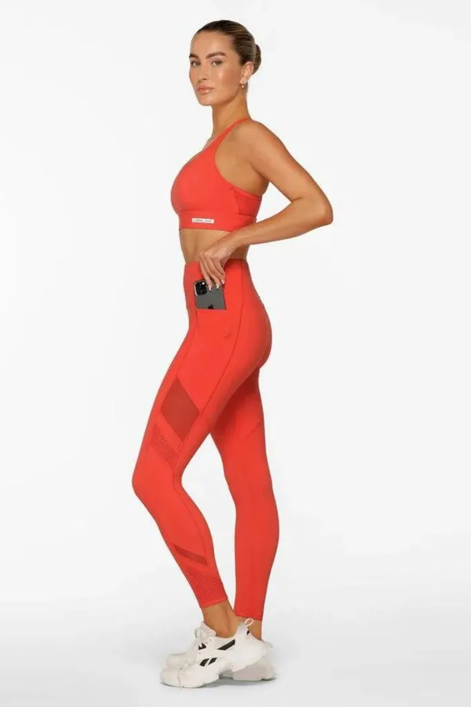 red leggings pockets tights