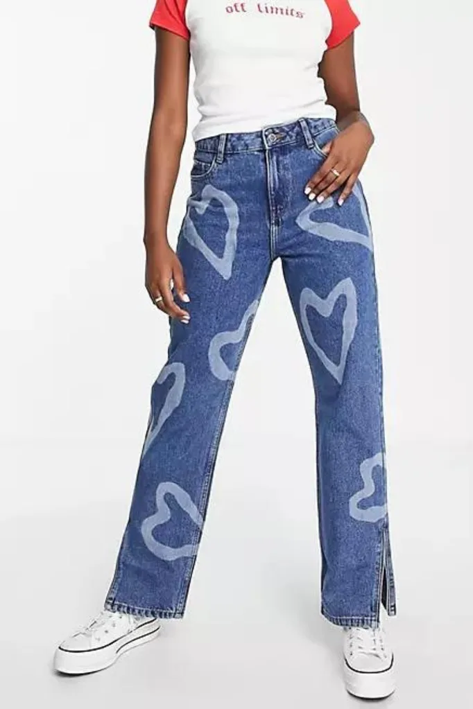 heart print jeans