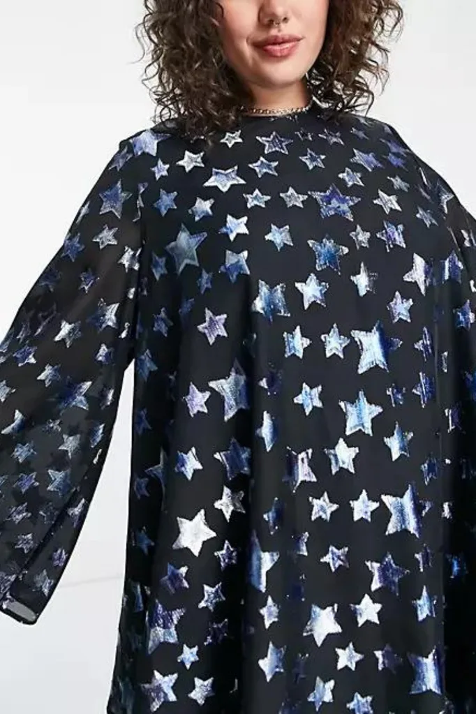 star print plus size dress