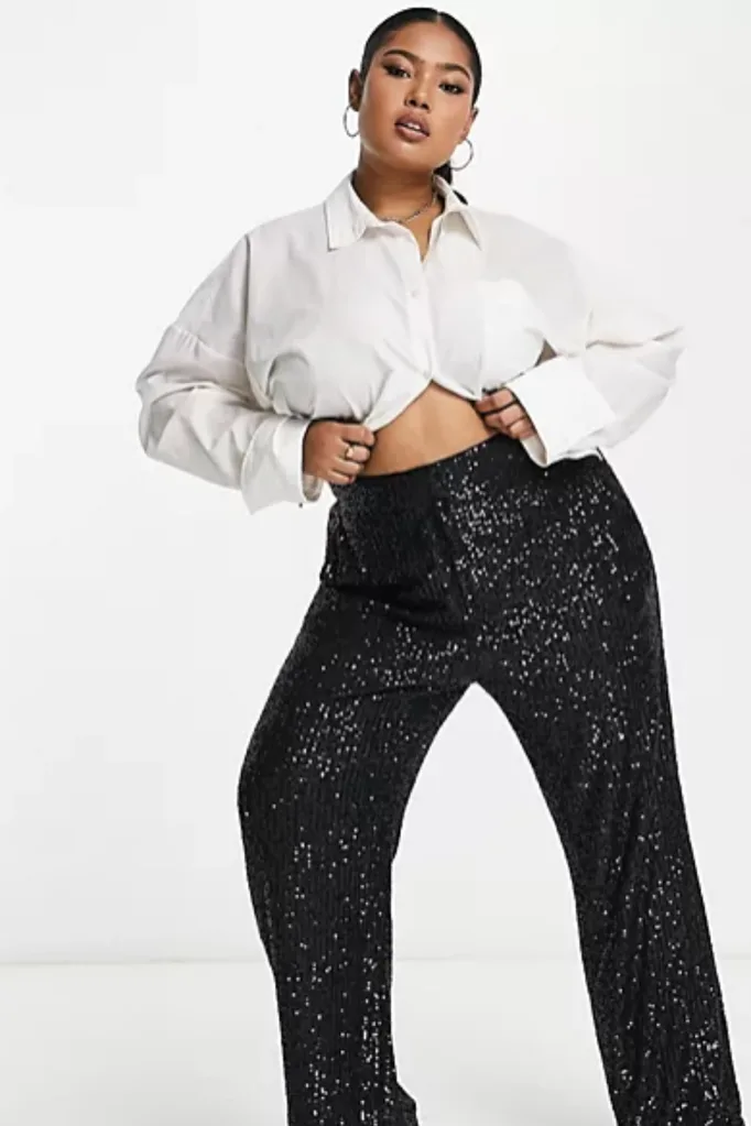 black sequin pants plus size