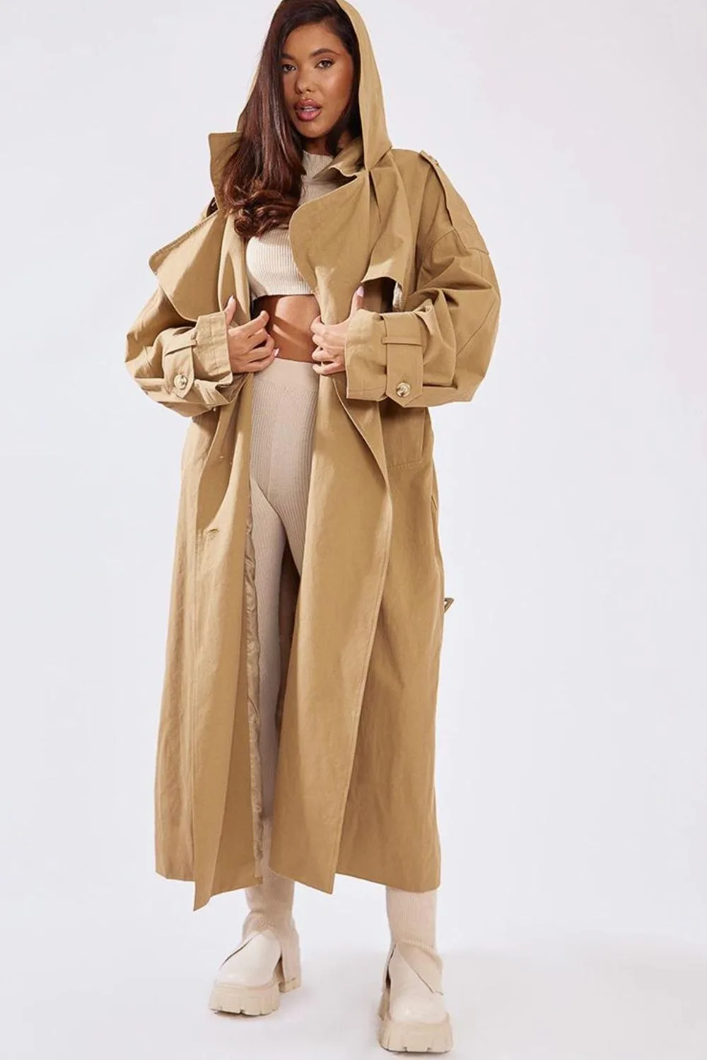 brown trench coat