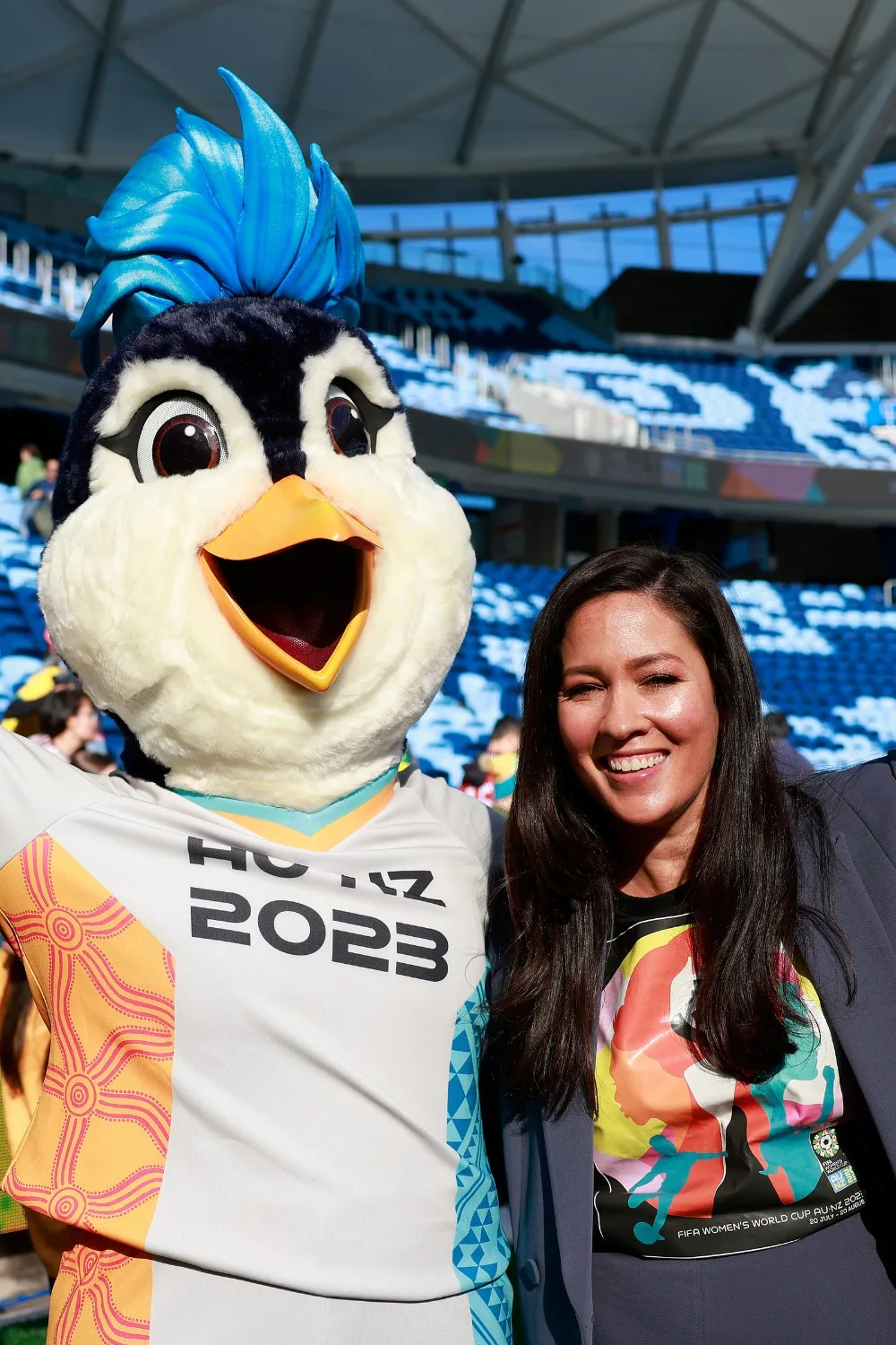 Mclaughlin with the 2023 FIFA Mascot