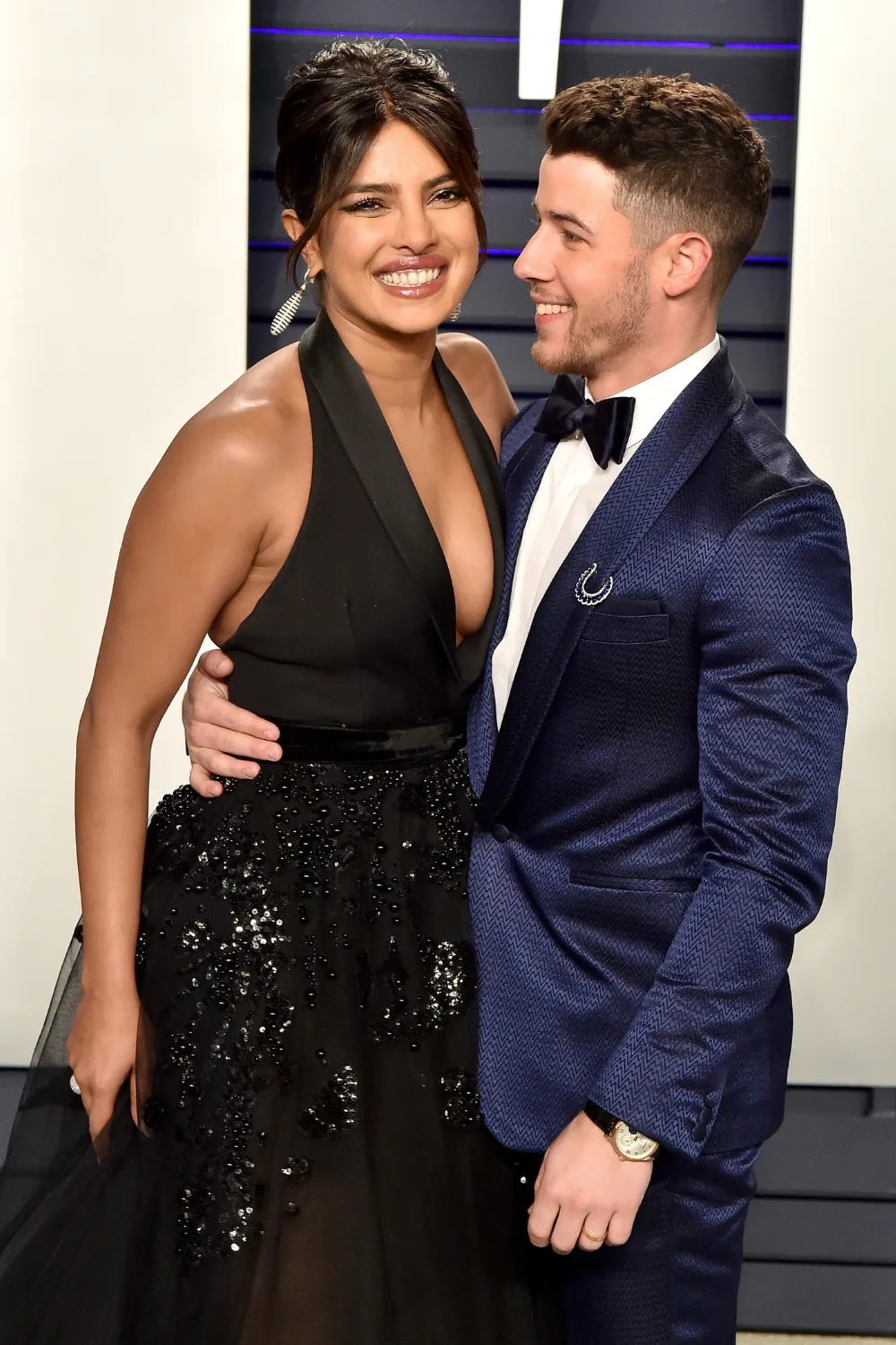 Nick Jonas and Priyanka Chopra at the Vanity Fair Oscars Party.