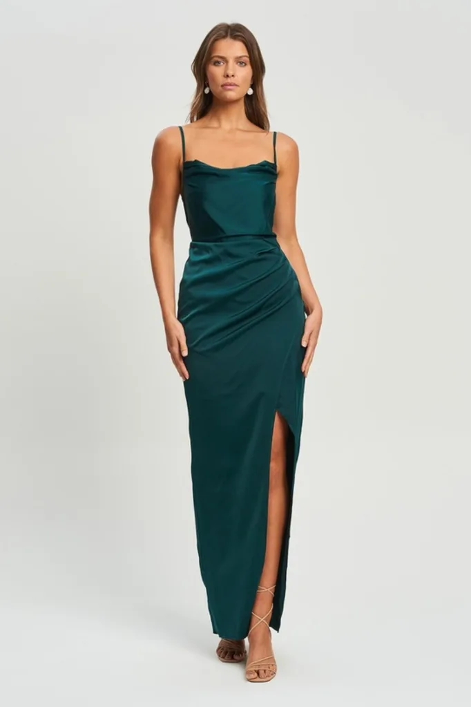 the-iconic-green-satin-dress