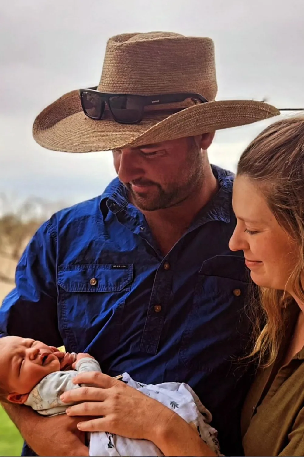Farmer Wants a Wife couple Brad and Clare and their newborn son.