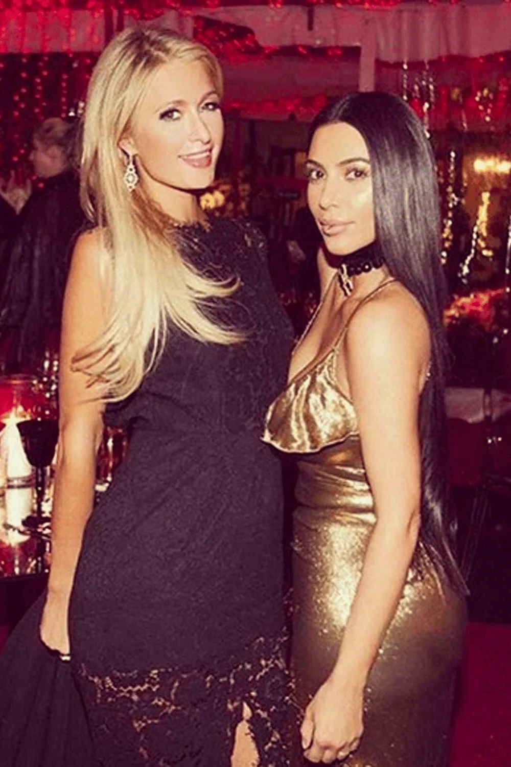 paris hilton kim kardashian christmas party 2016