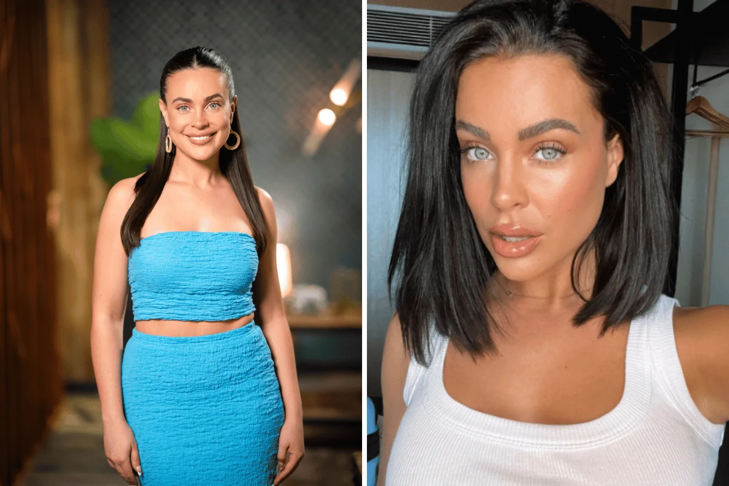 bronte from MAFS shows hair transformation in side by side photos with long hair on left and short bob on right