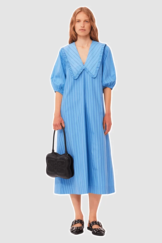 ganni re-cut stripe oversized dress