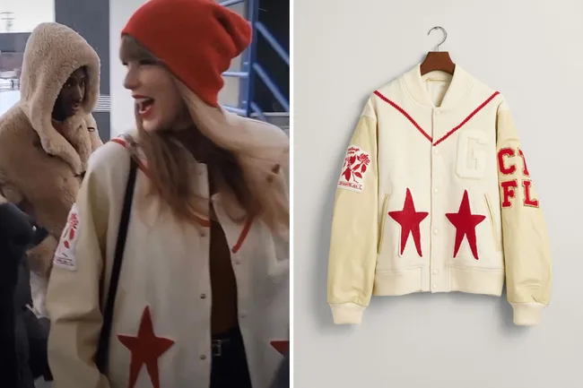 taylor swift varsity jacket chiefs game