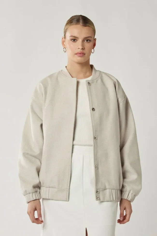 cream bomber jacket