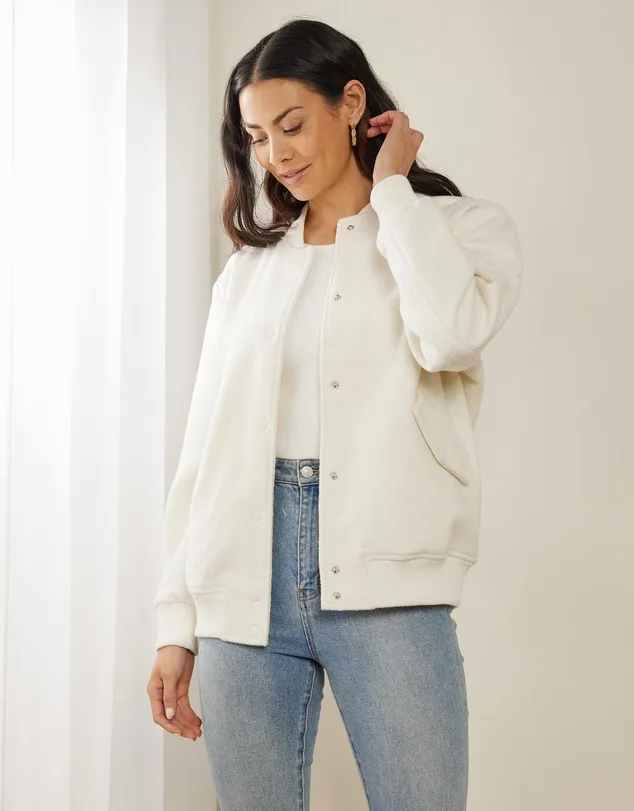 boucle bomber jacket