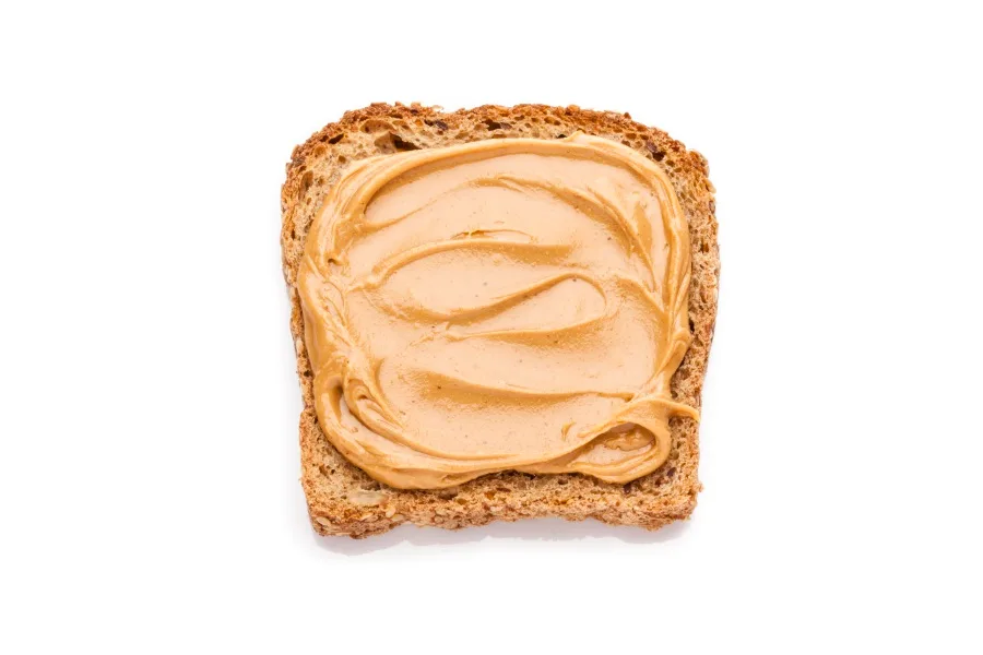 Peanut butter on wholegrain bread
